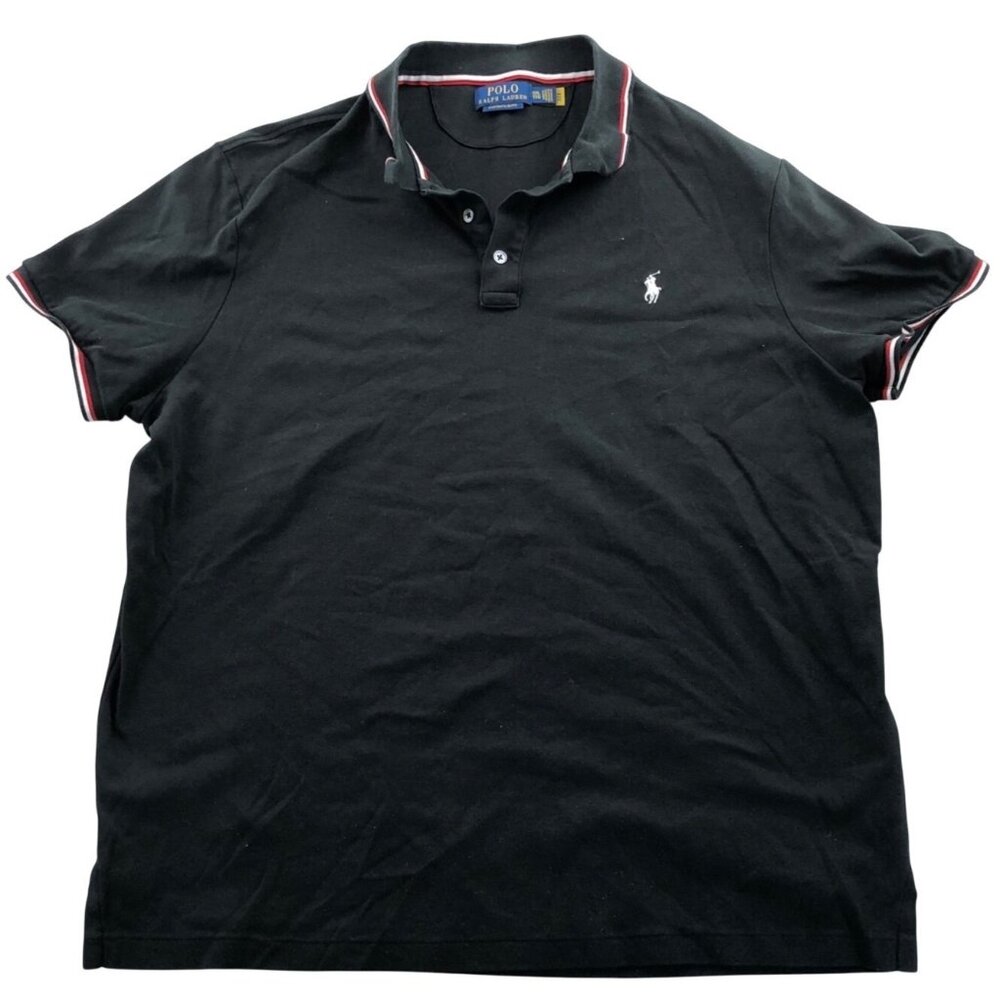 Polo Ralph Lauren Mens Polo Shirt XXL Black Custom Slim Fit Short Sleeve Casual